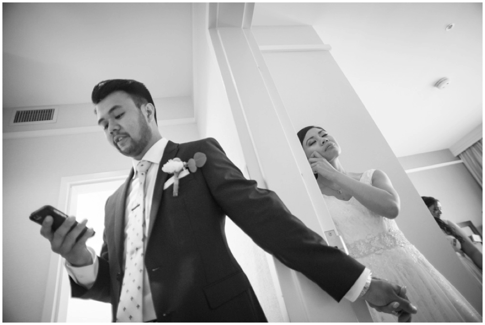 bride and groom praying