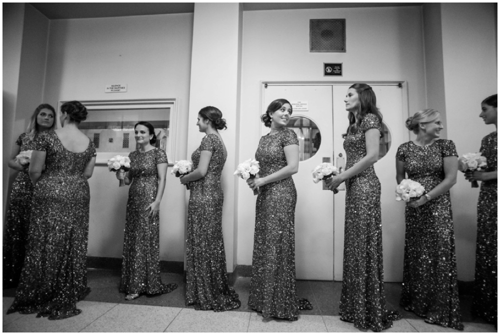 bridesmaids entering church