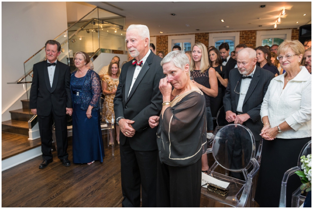 family crying during wedding ceremony