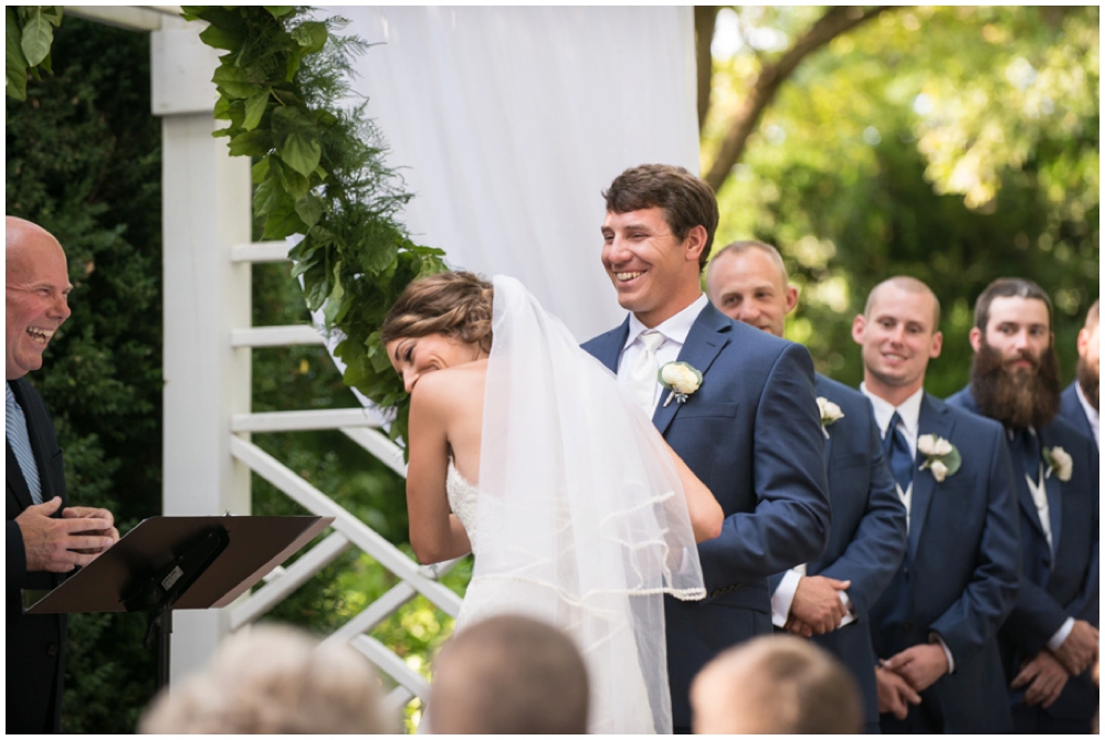 laughing during wedding ceremony