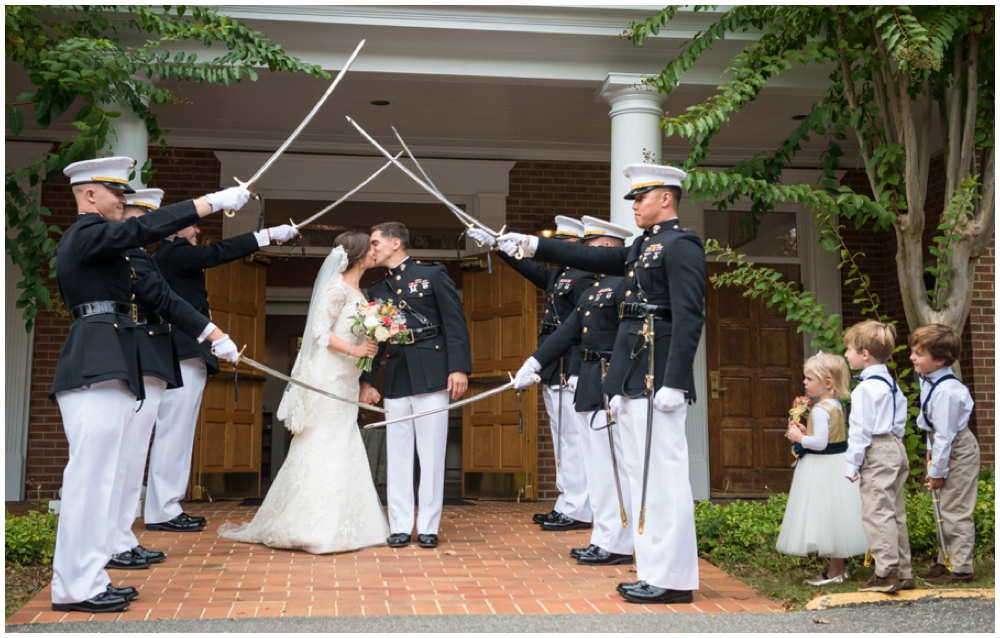 military sword ceremony recessional after recessional with cheering during wedding ceremony