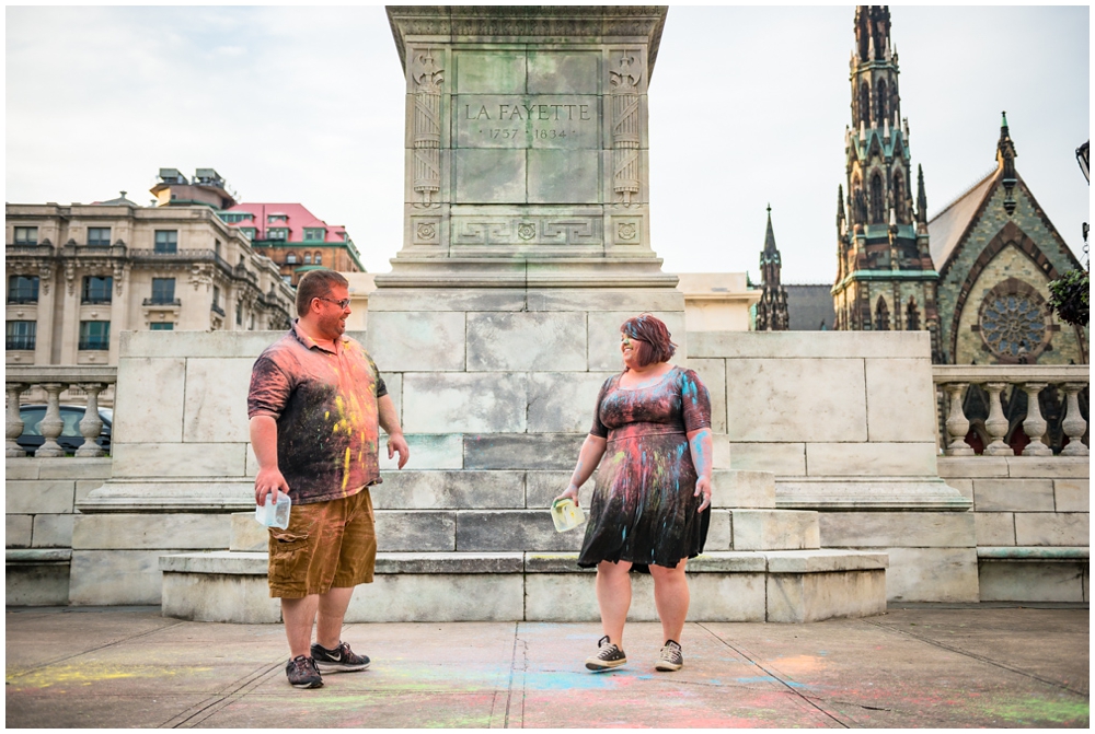 baltimore maryland engagement photos with holi powder paint