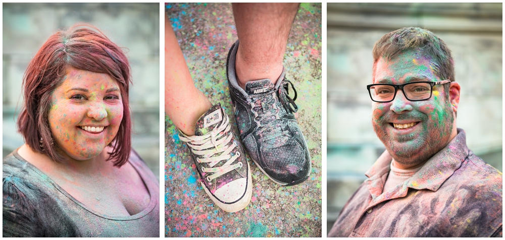 baltimore maryland engagement photos with holi powder paint