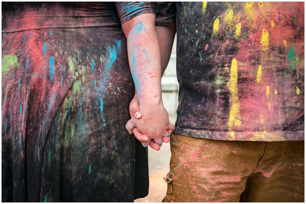 baltimore maryland engagement photos with holi powder paint