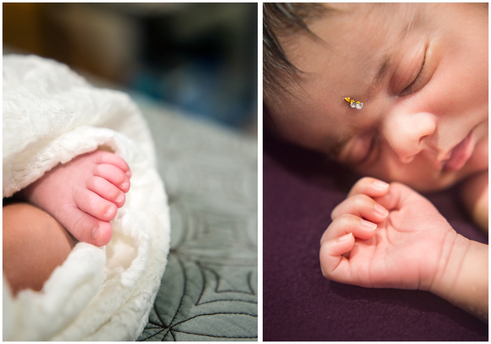 detail of newborn baby girl's hands and feet