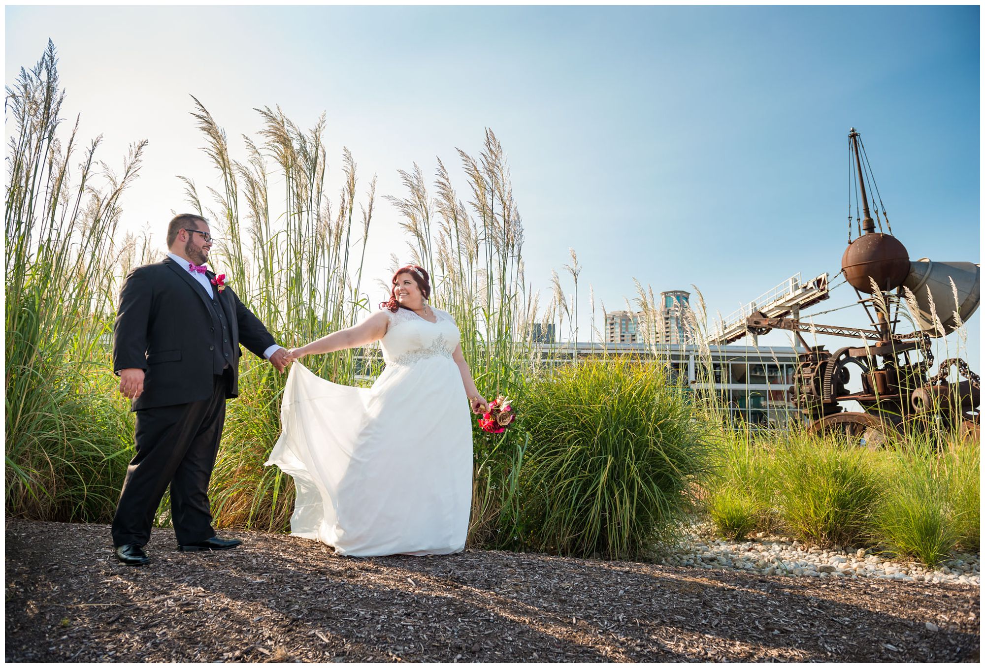 Bride and groom portraits at Baltimore Museum of Industry wedding