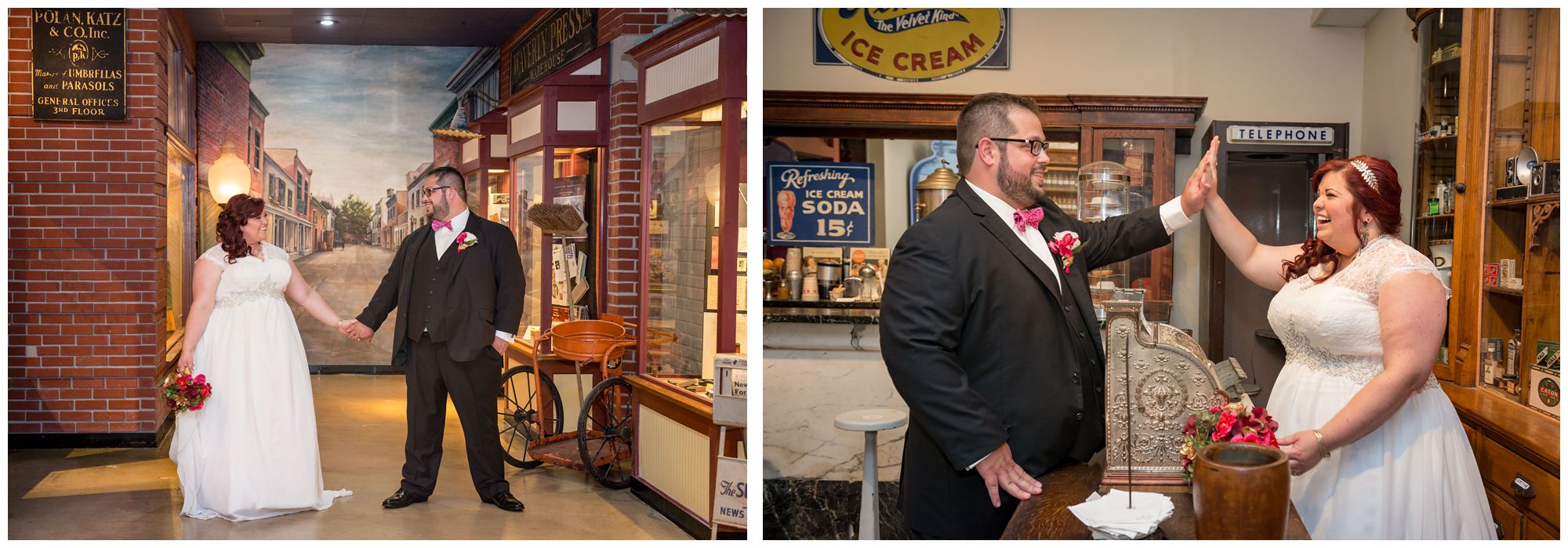 Bride and groom portraits at Baltimore Museum of Industry wedding