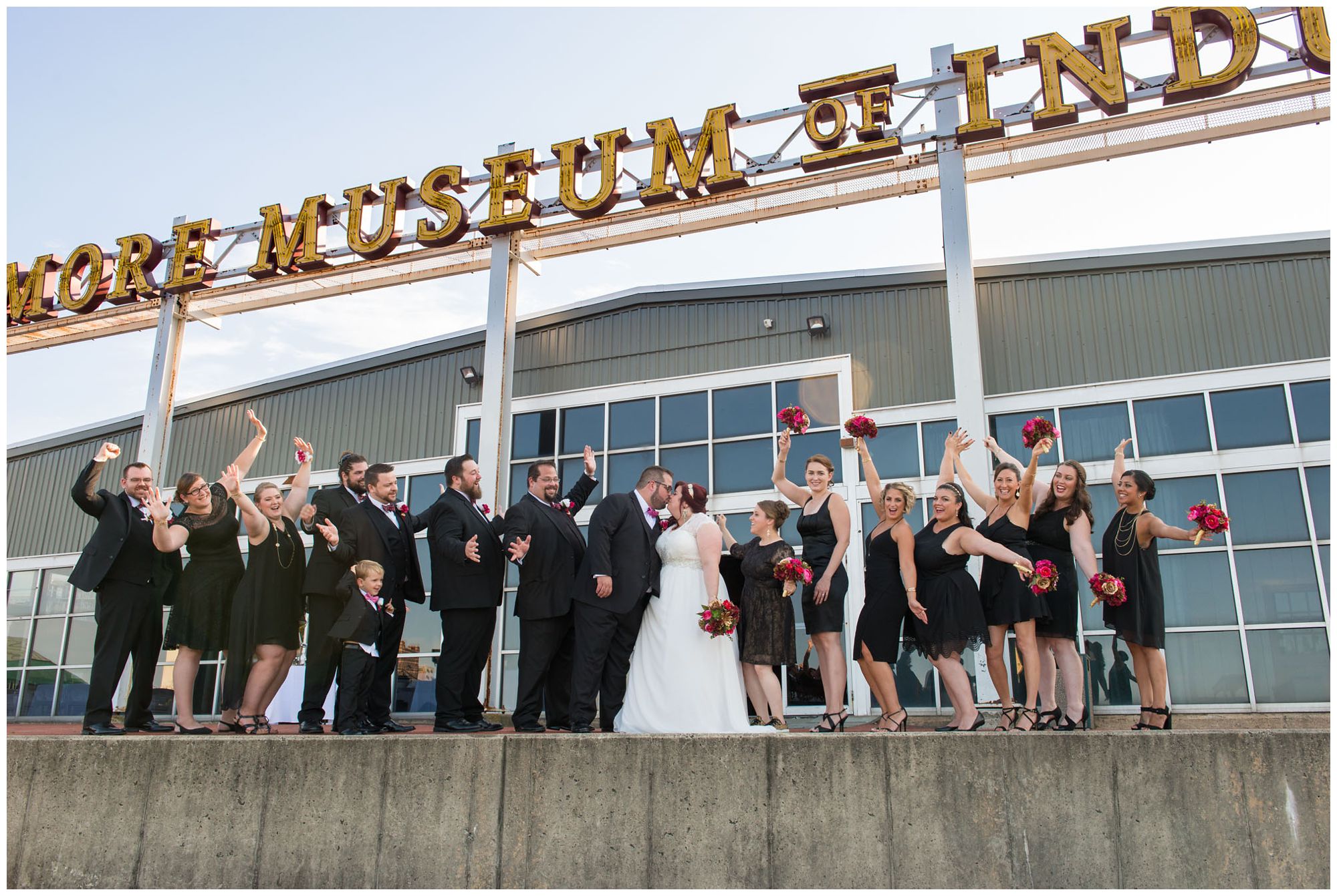 Bridal party at Baltimore Museum of Industry wedding