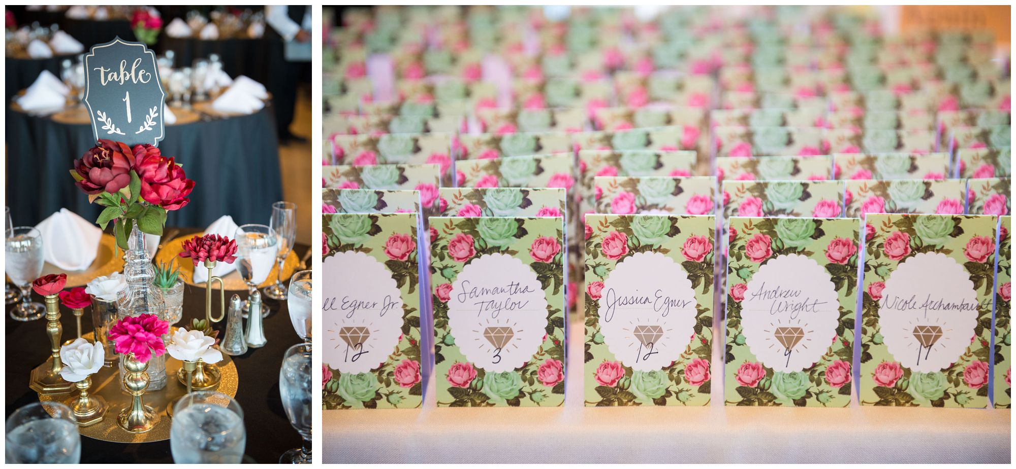 Reception decor at Baltimore Museum of Industry wedding