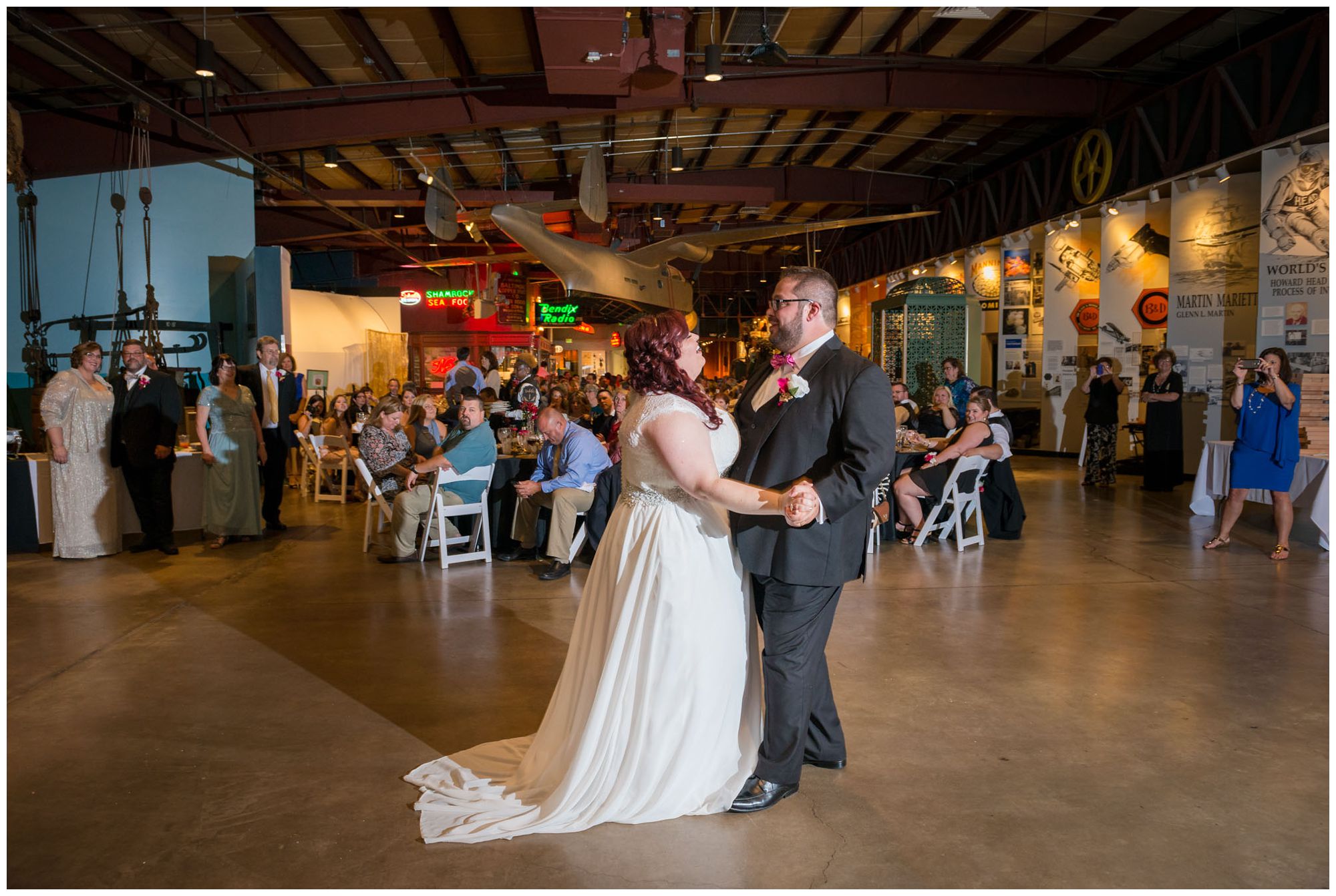 First dance during wedding reception at Baltimore Museum of Industry