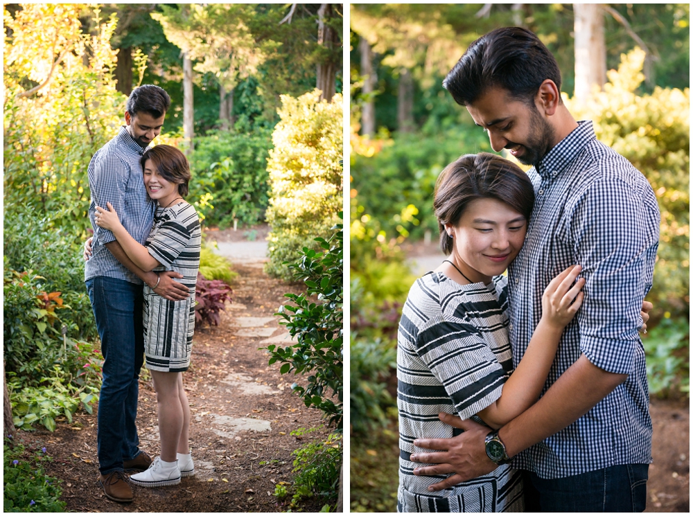 Engagement session amongst trees at Green Spring Gardens in Alexandria, Virginia