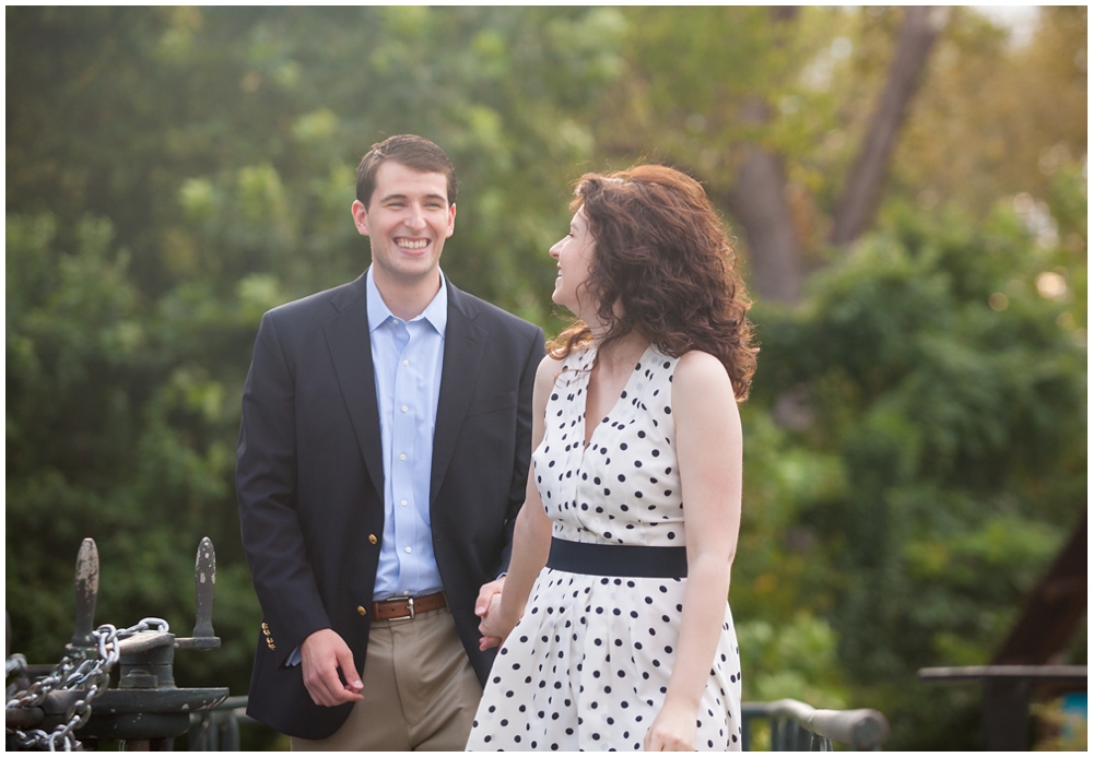 engaged couple walking 