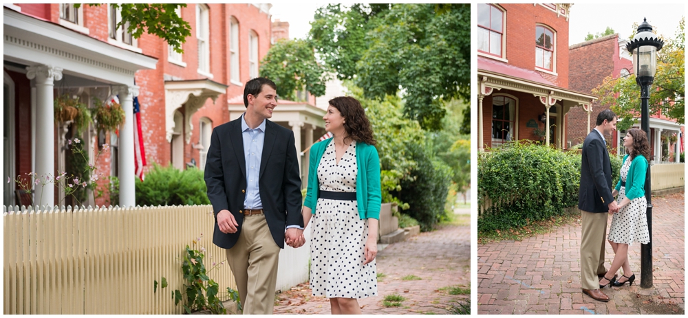 engaged couple walking in Richmond