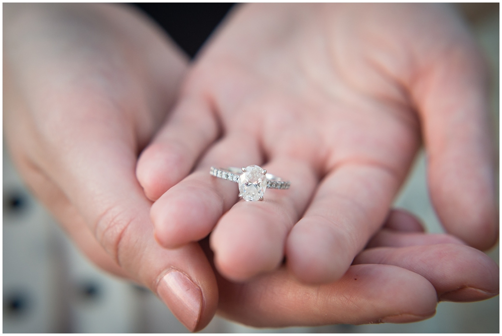 engagement ring in palm