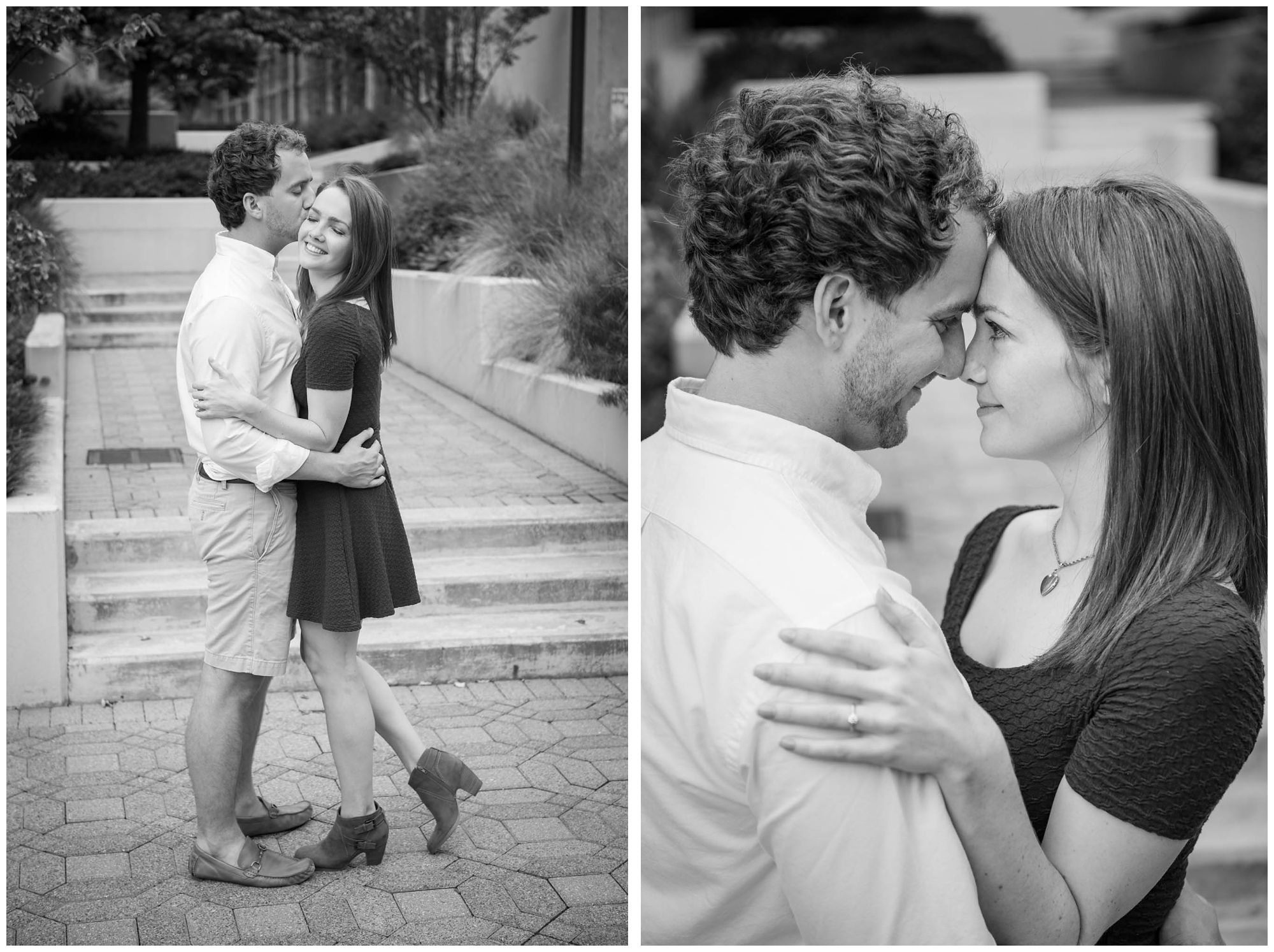 engaged couple in urban park