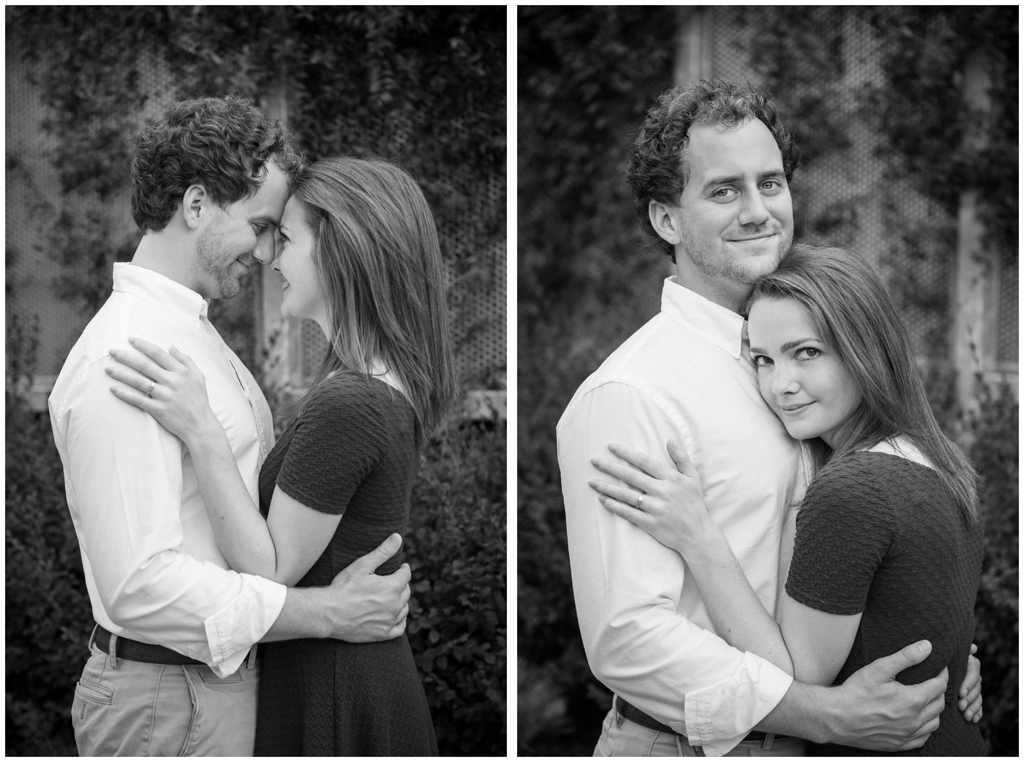 engaged couple in urban park