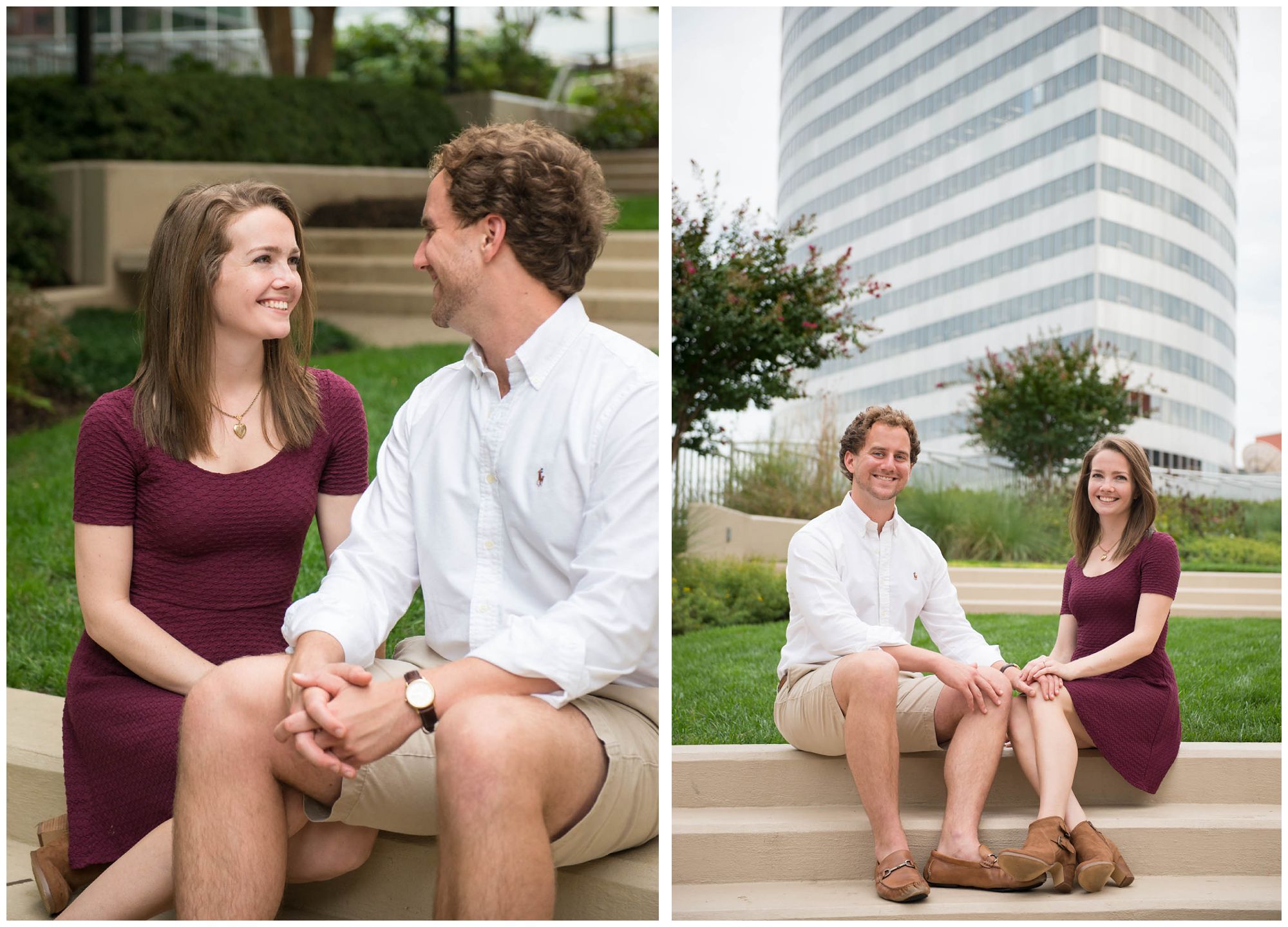 engaged couple in urban park