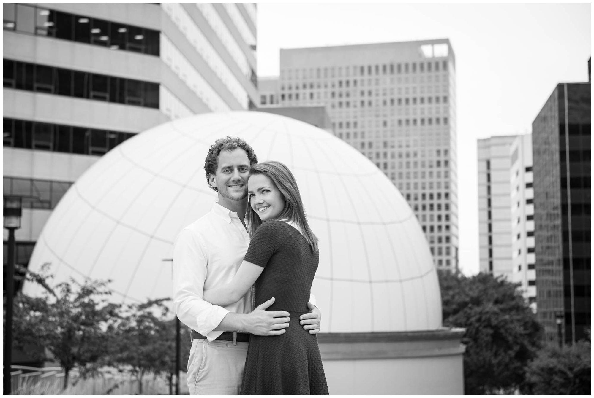 engaged couple in urban park