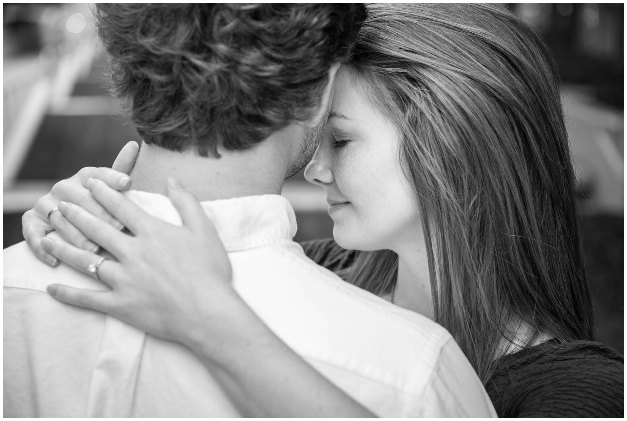 engaged couple in urban park