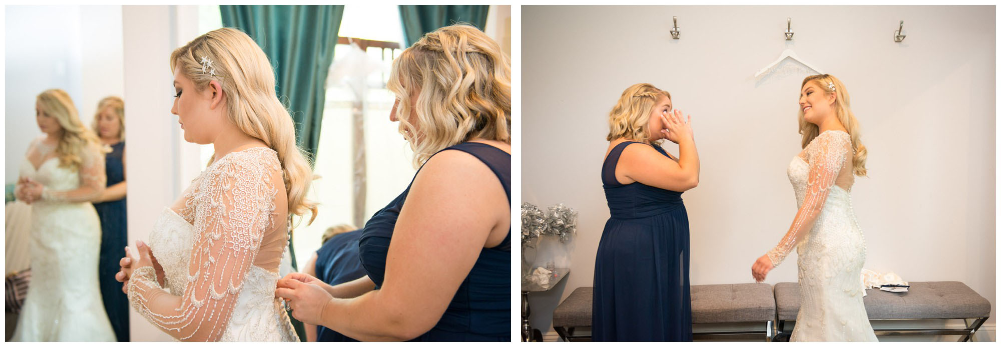 bride getting dressed