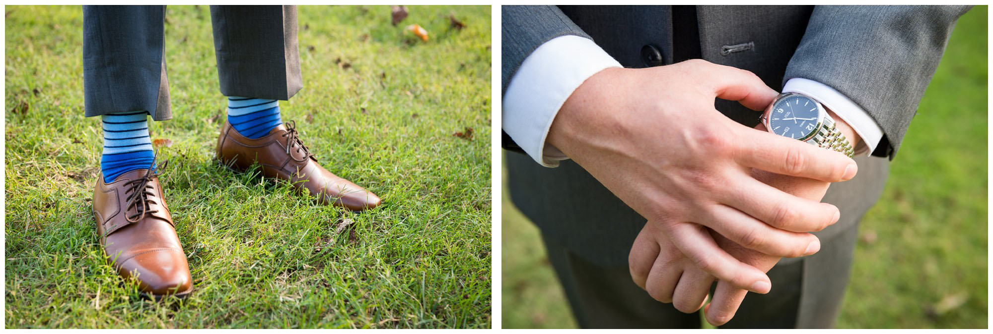 details of groom's socks and watch