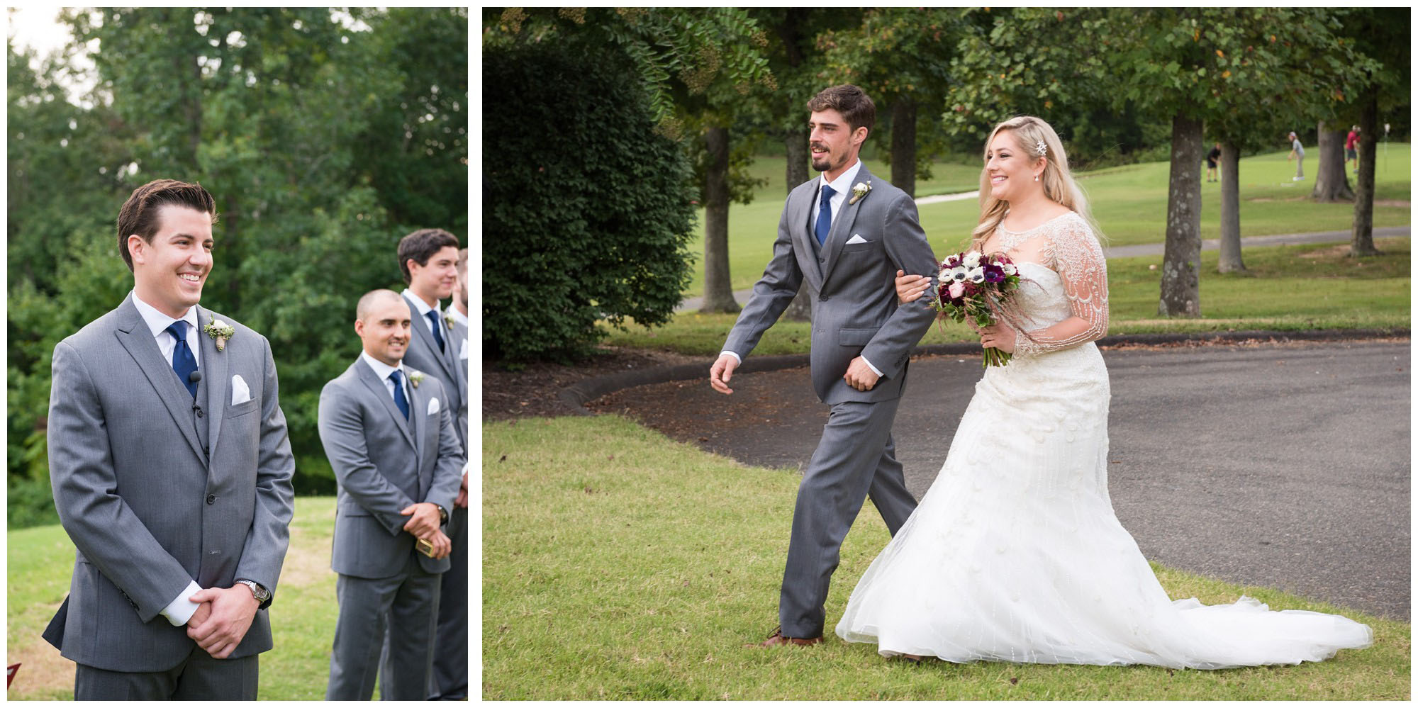 groom's face when he sees bride entering wedding ceremony