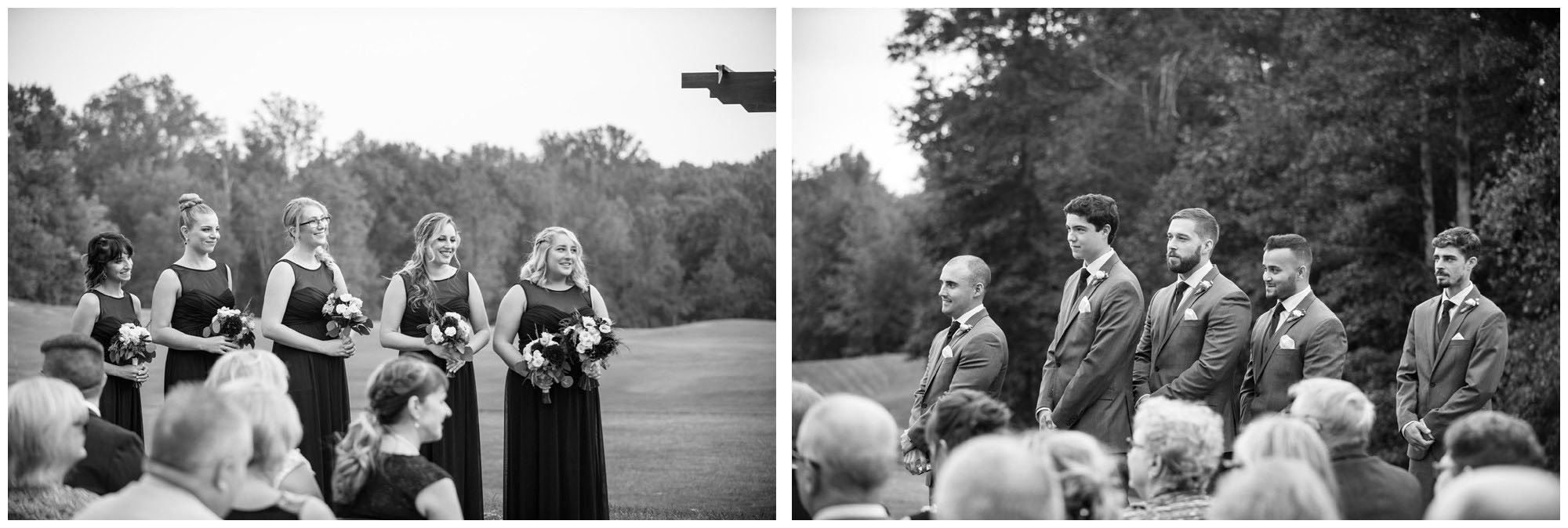 bridal party watching wedding ceremony