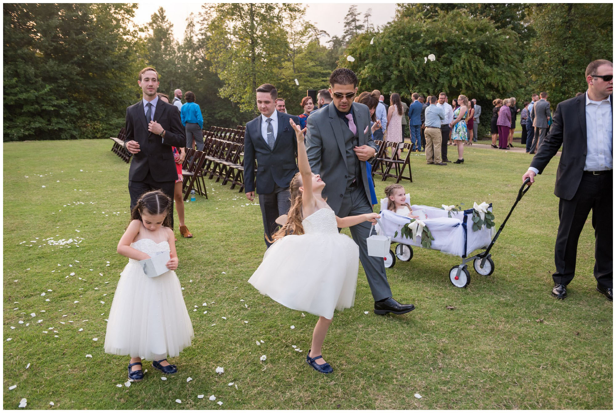 guests exiting wedding ceremony