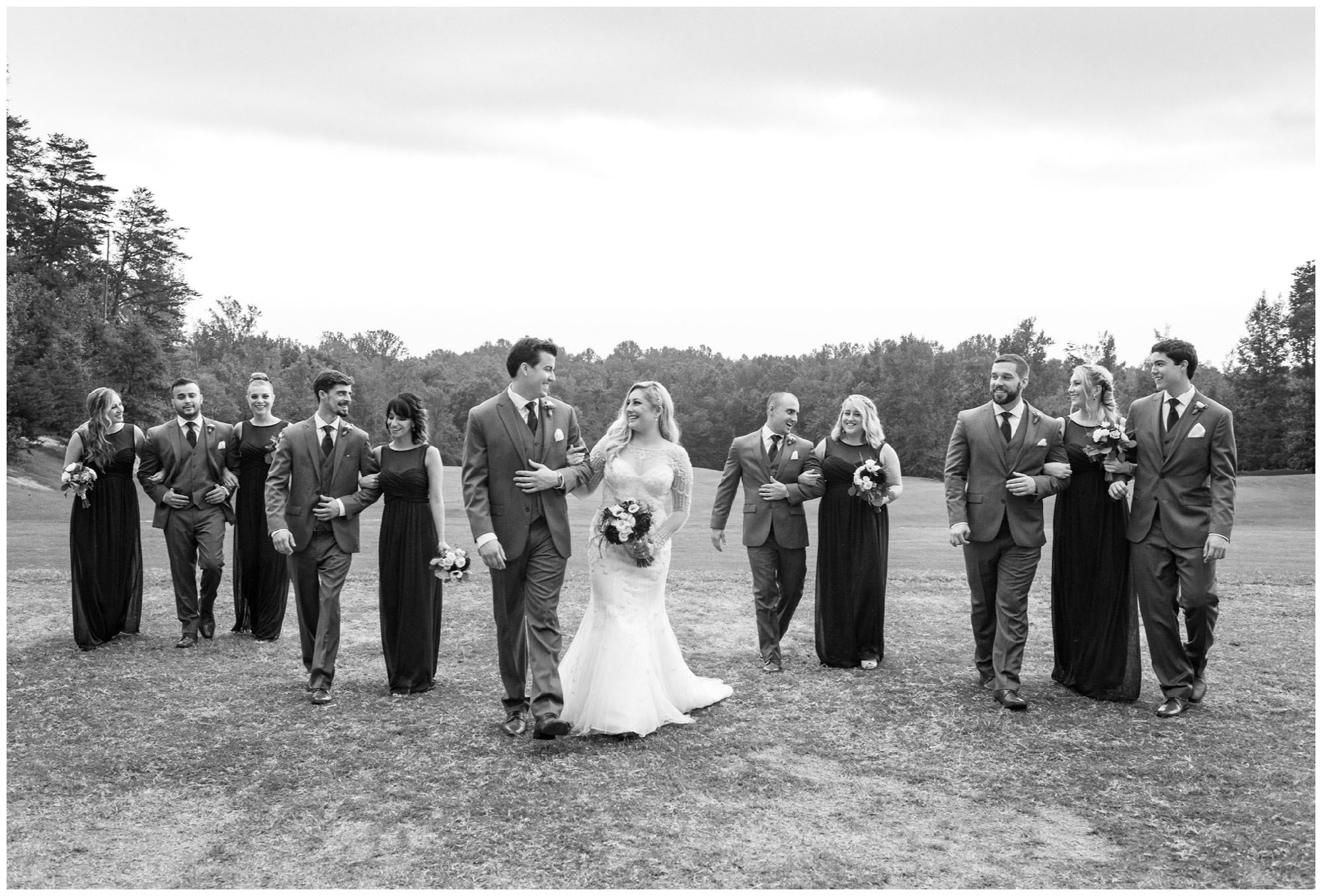 bridal party at golf course wedding