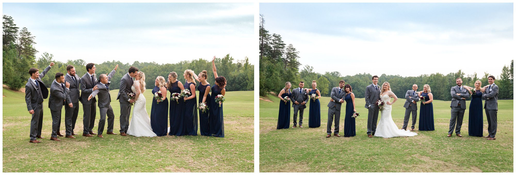 bridal party at golf course wedding