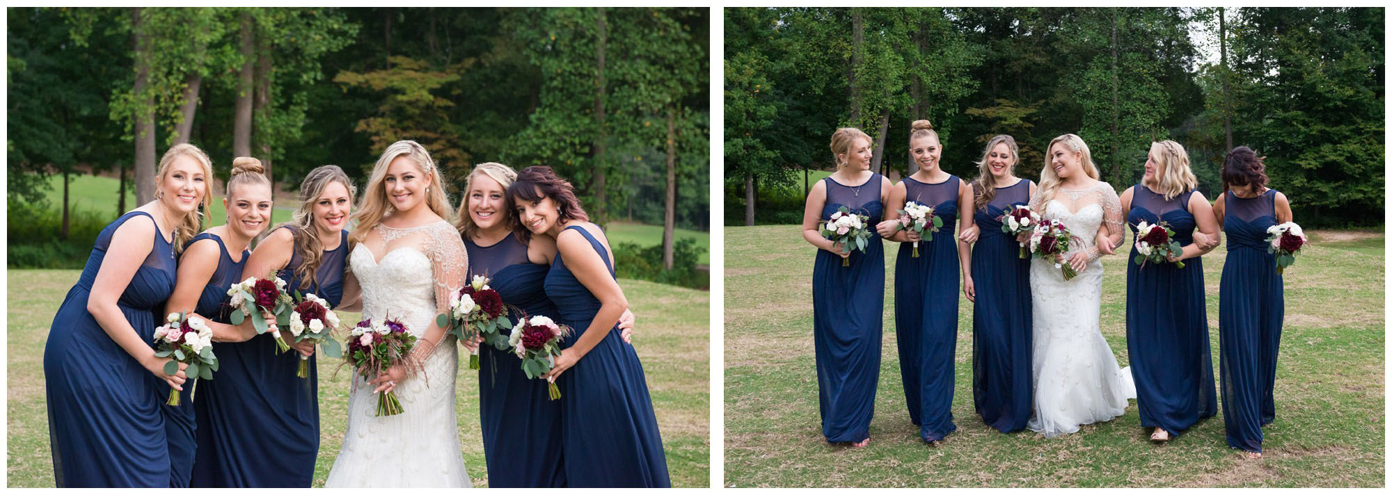 bridal party at golf course wedding