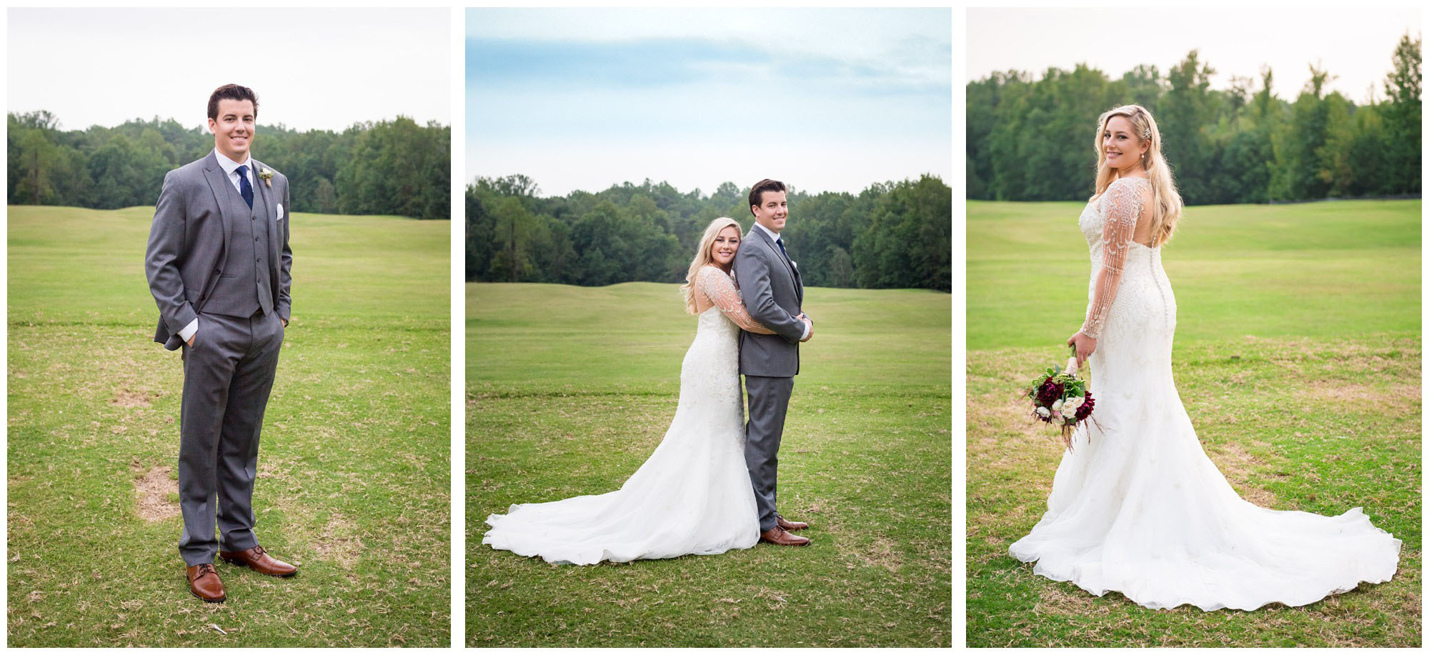 bride and groom portraits on wedding day