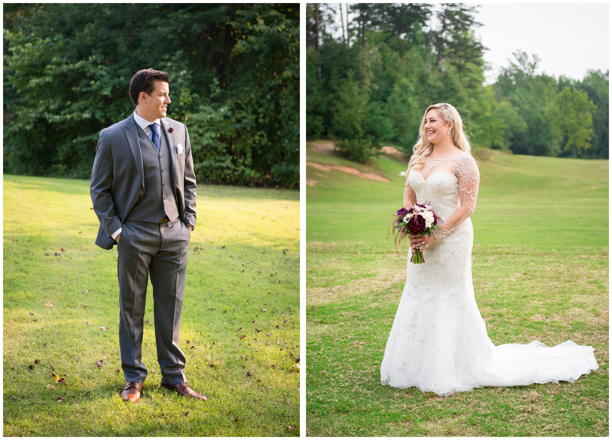 bride and groom portraits on wedding day