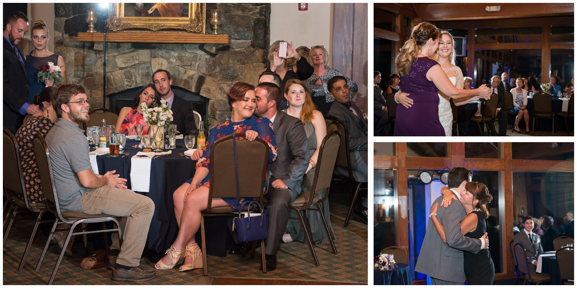 mother-daughter and mother-son dance during wedding reception