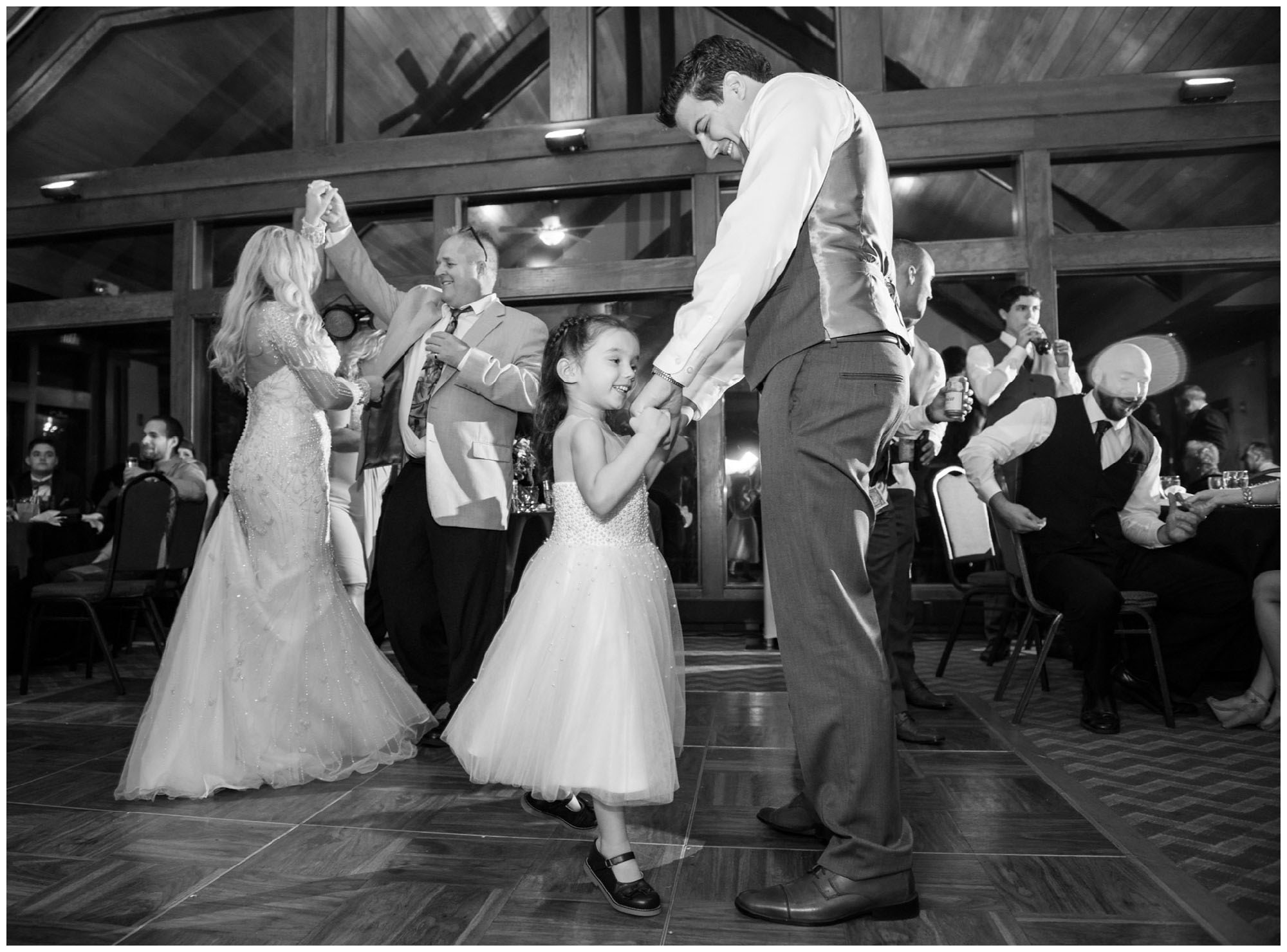 bride and groom dancing during wedding reception