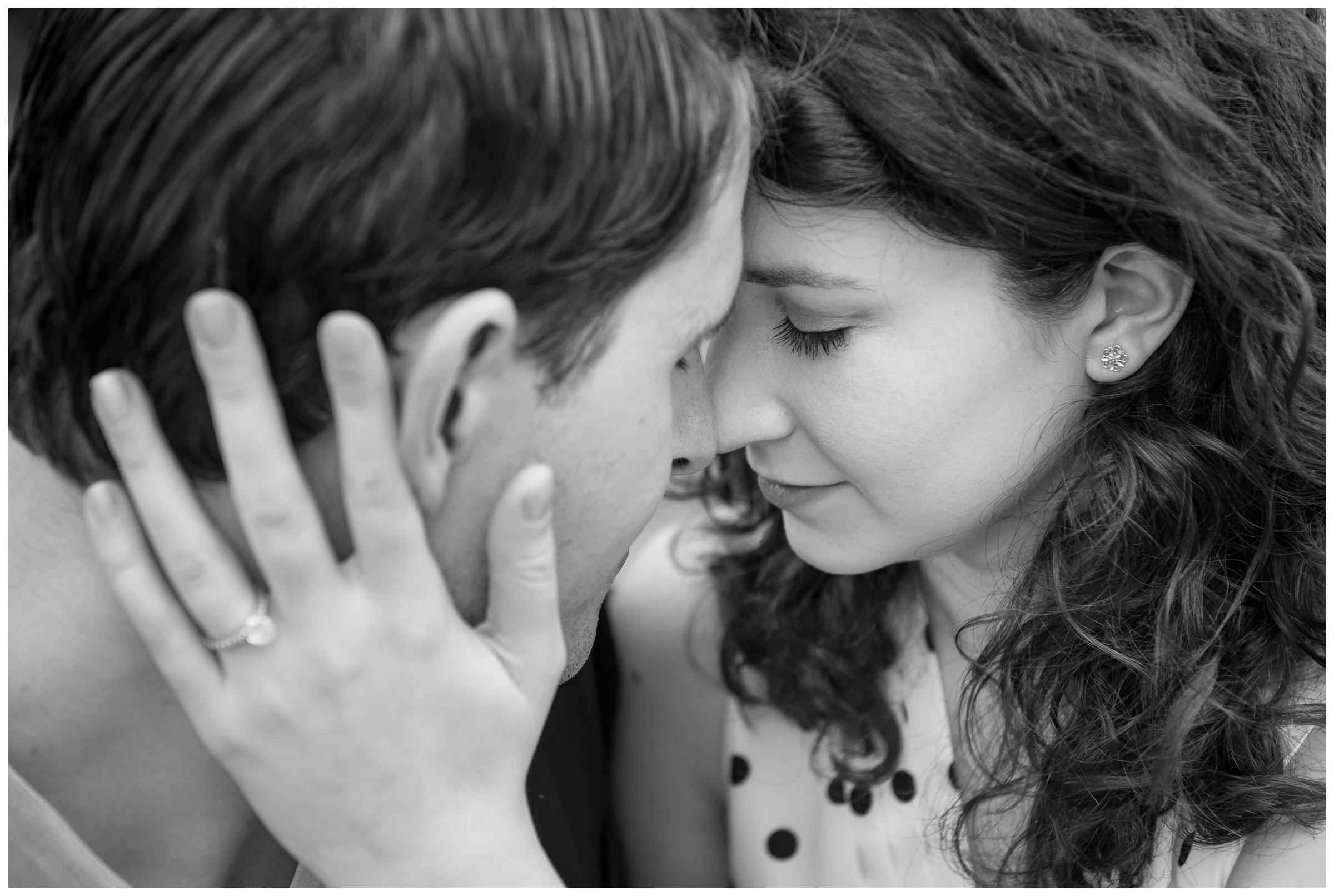 closeup of engaged couple