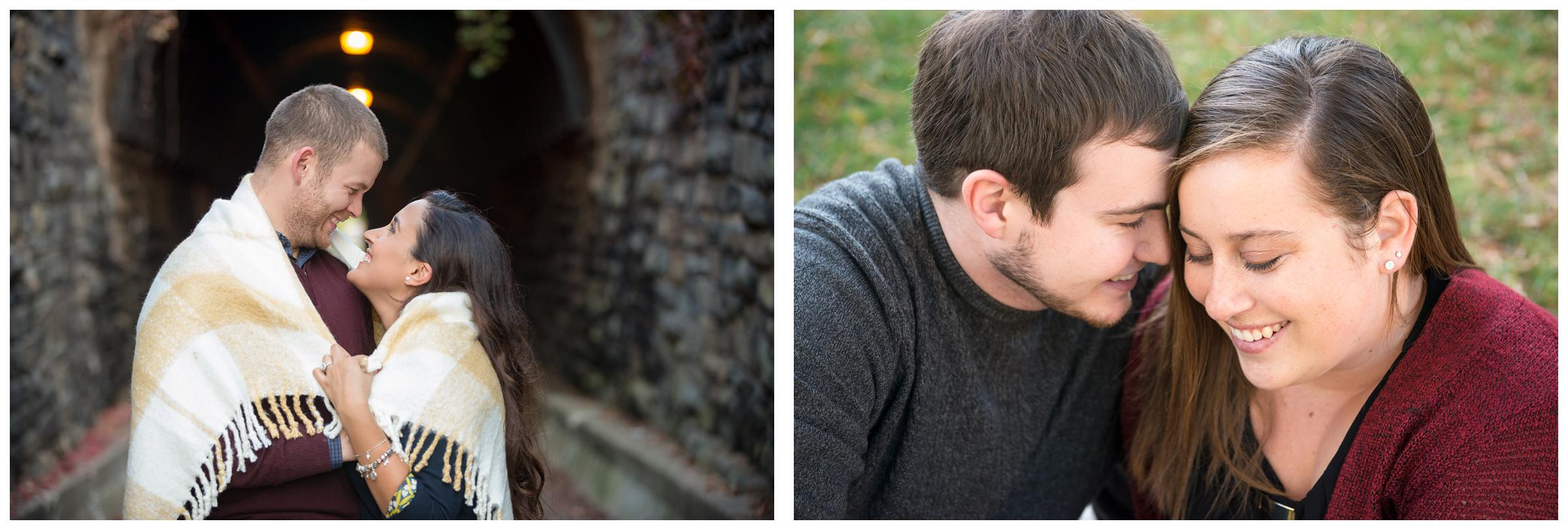 engaged couple near Alexandria Virginia tunnel 