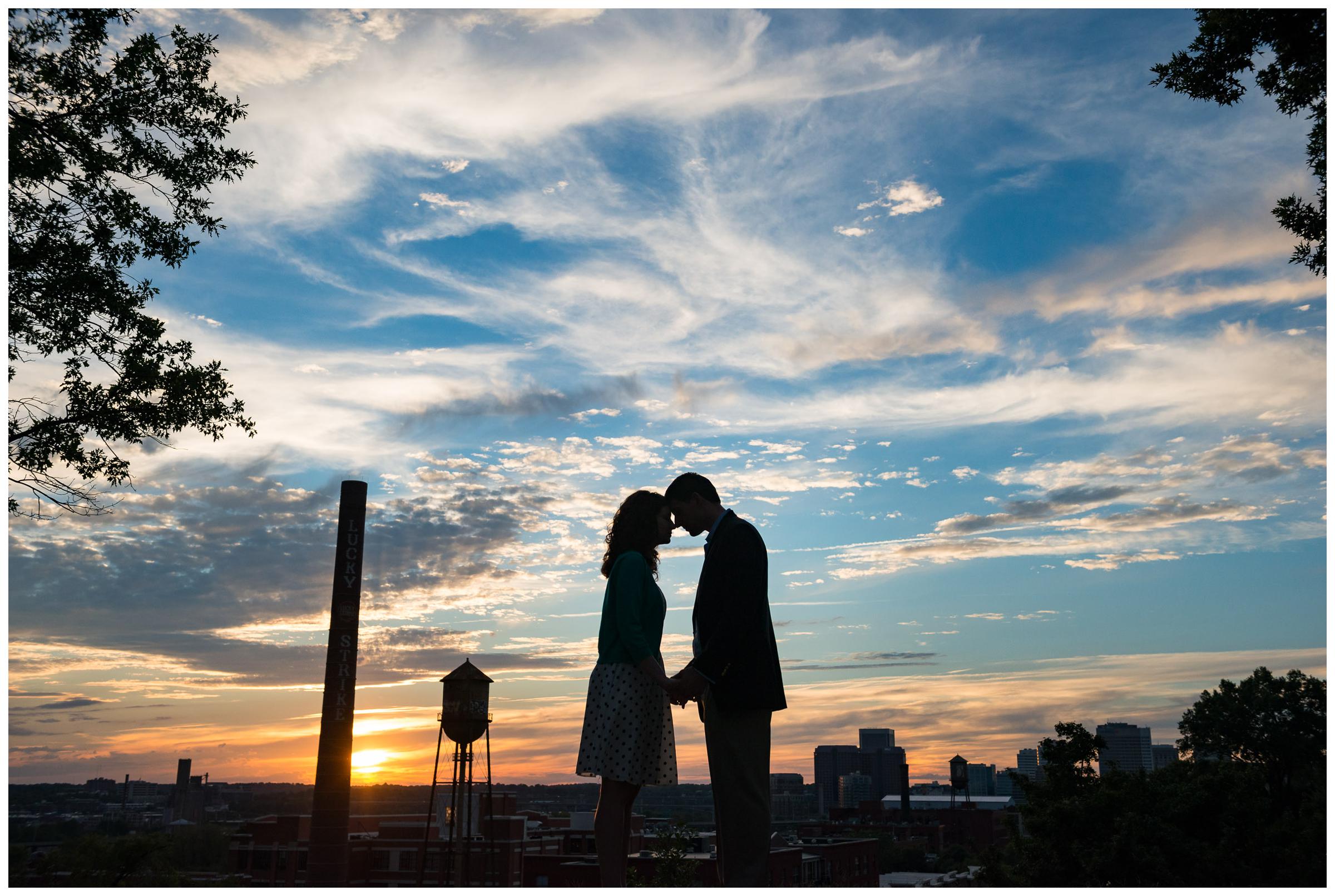 Richmond engagement photos at sunset on Libby Hill