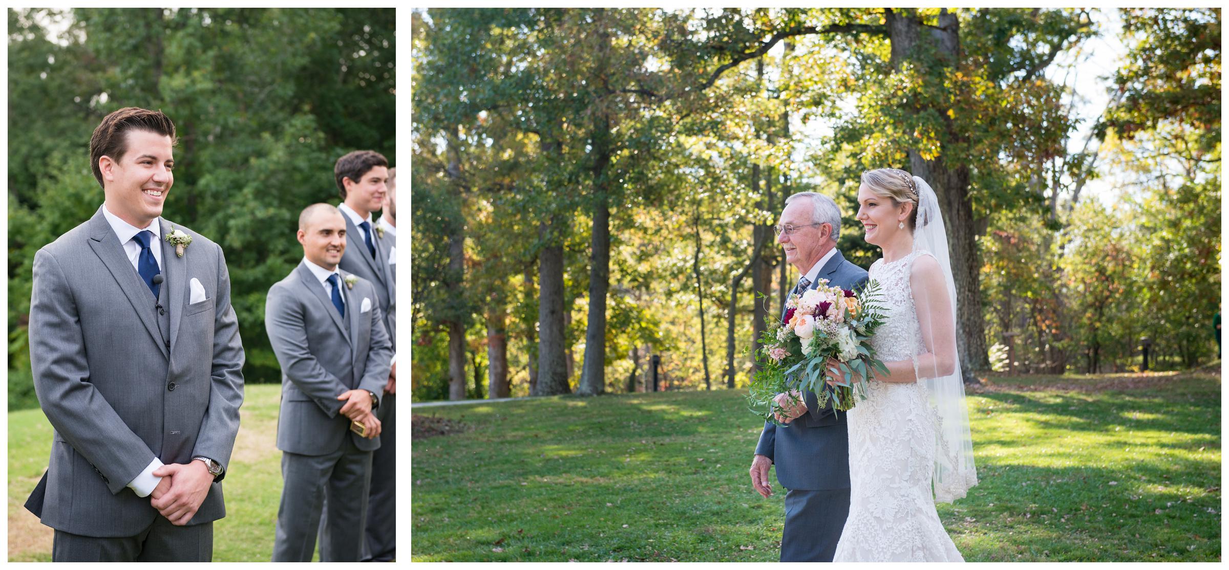 bride entering wedding ceremony, groom's reaction