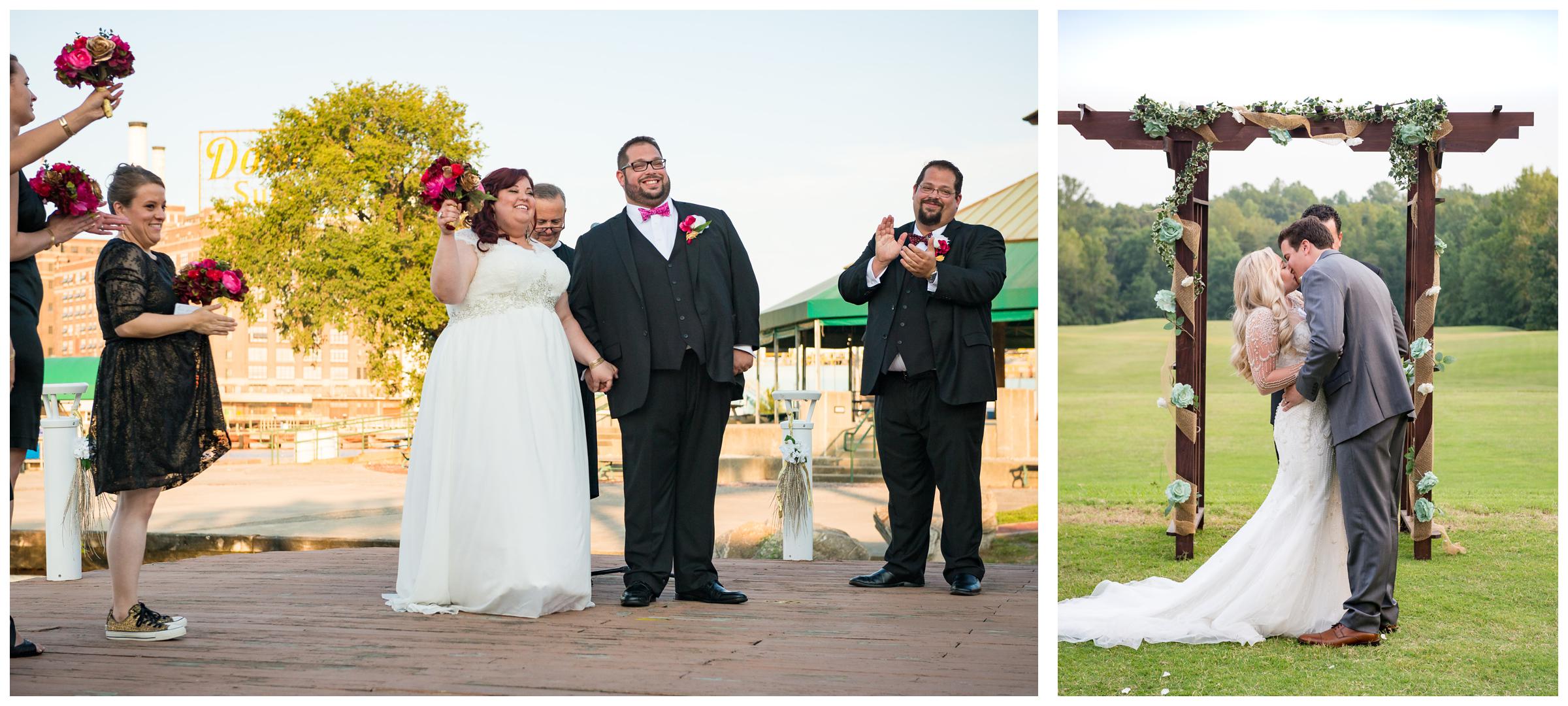 first kiss and wedding recessional at Baltimore Museum of Industry wedding