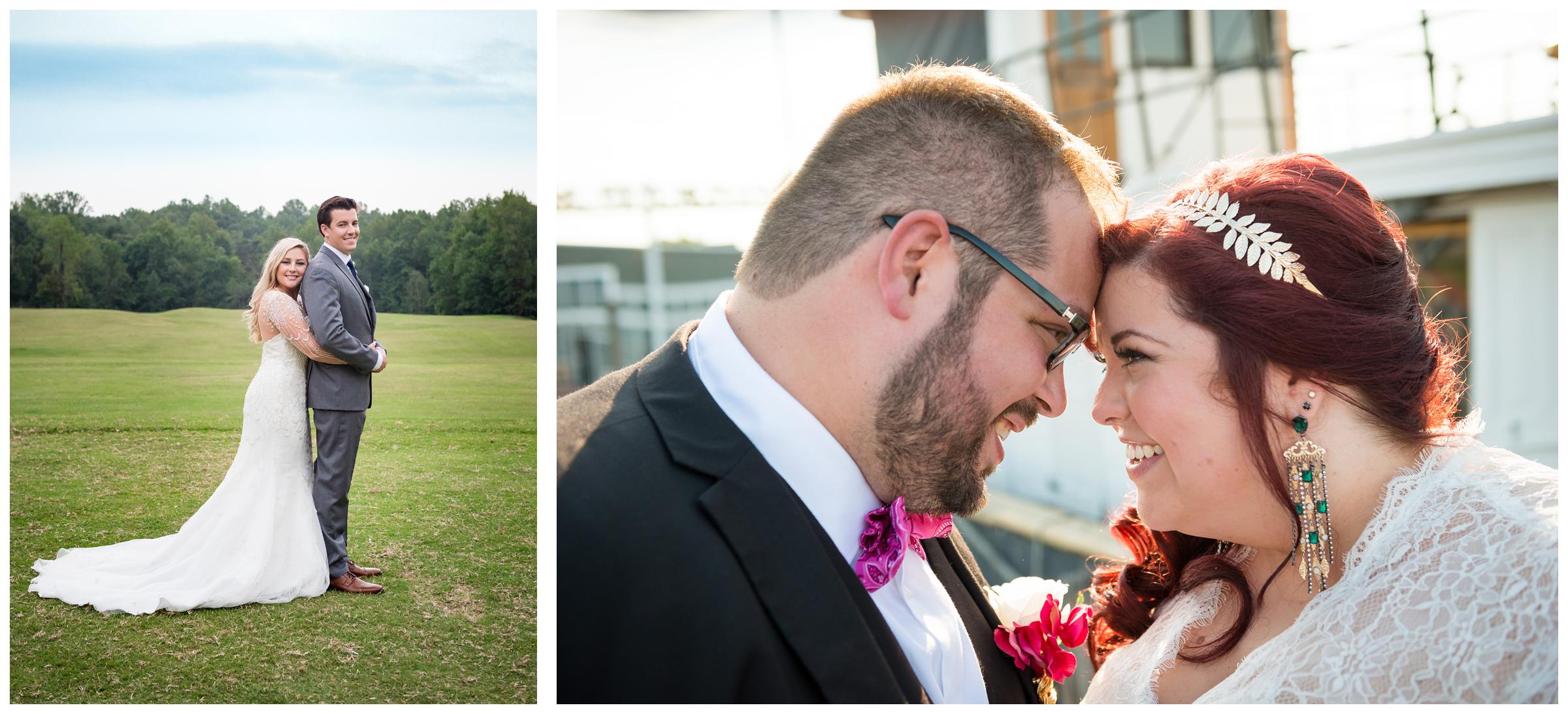 bride and groom portraits on wedding day