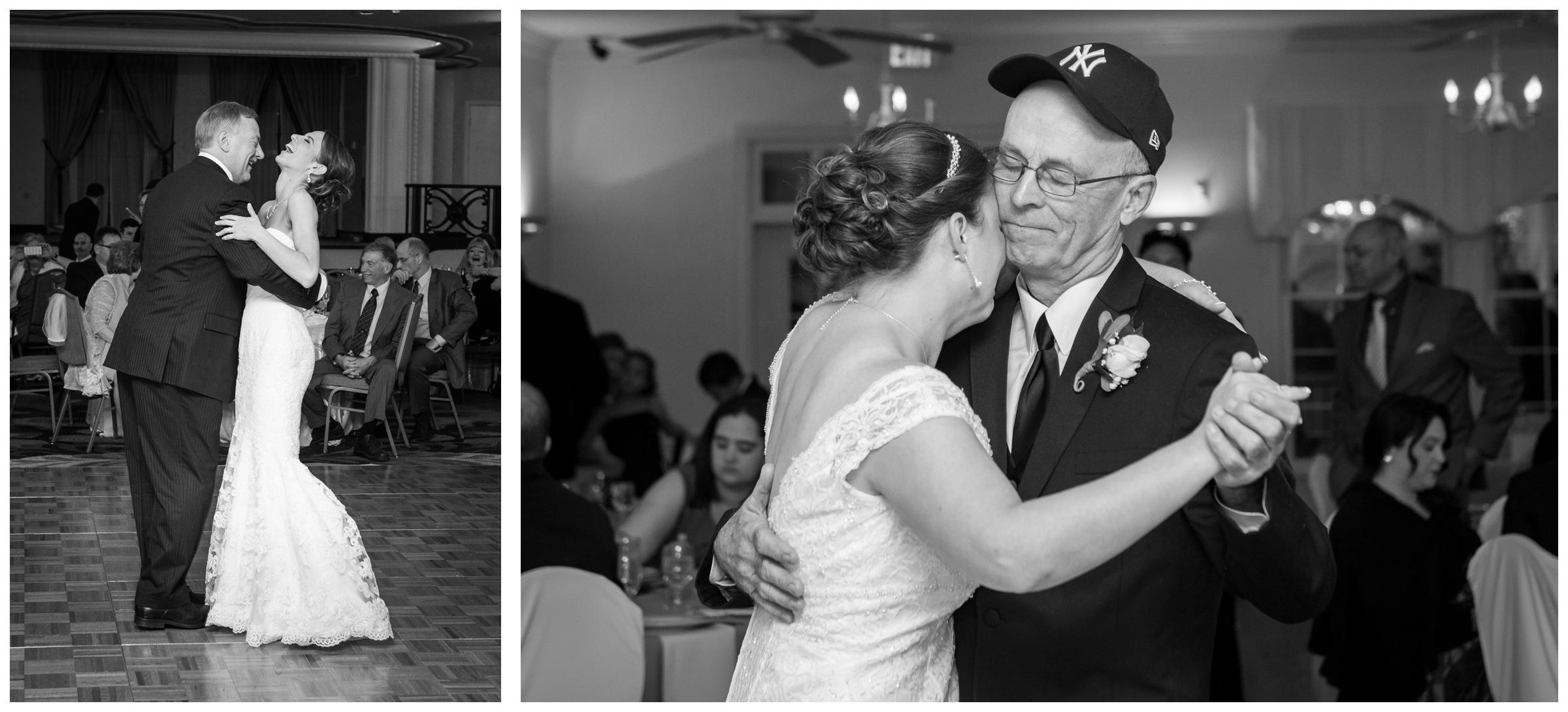 laughter and crying during father daughter dance at wedding reception