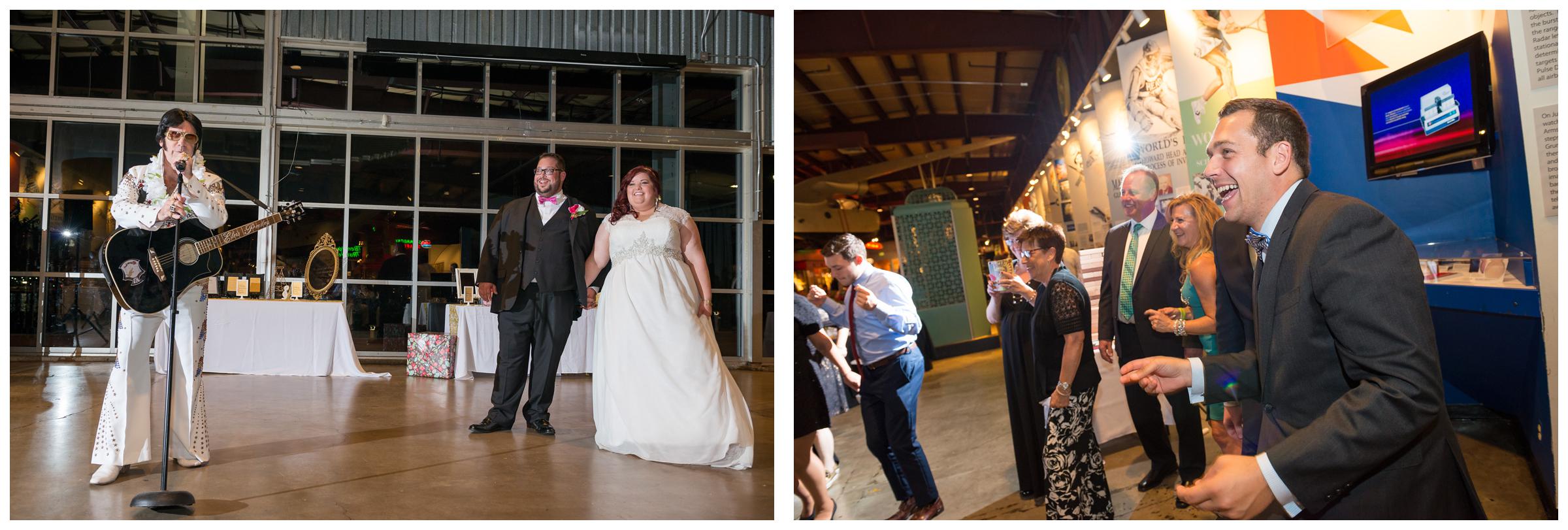 Elvis performs during wedding reception at Baltimore Museum of Industry