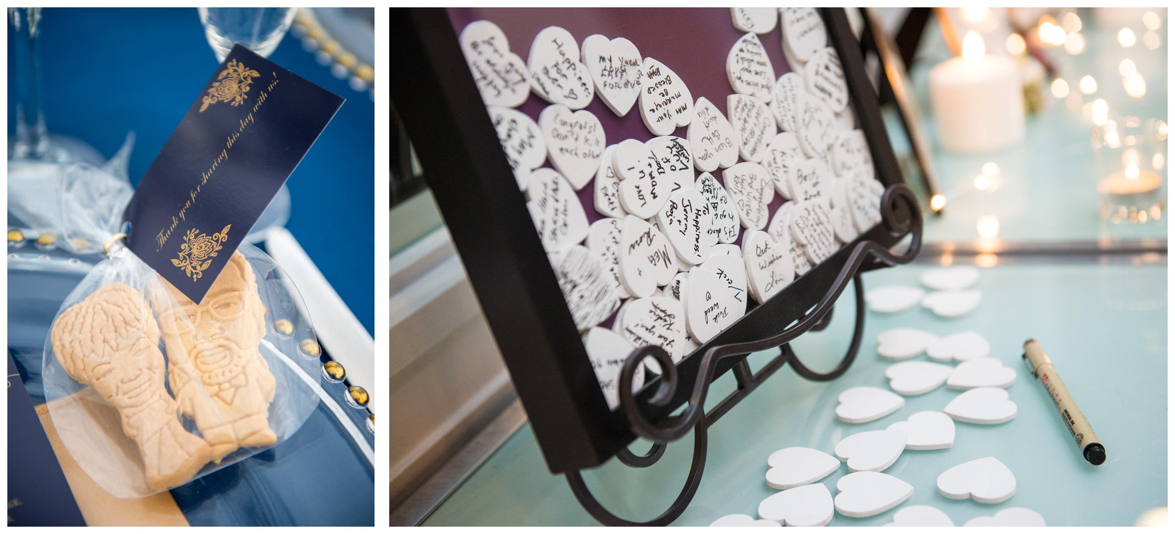 personalized caricature cookie wedding favors and shadowbox heart guestbook 