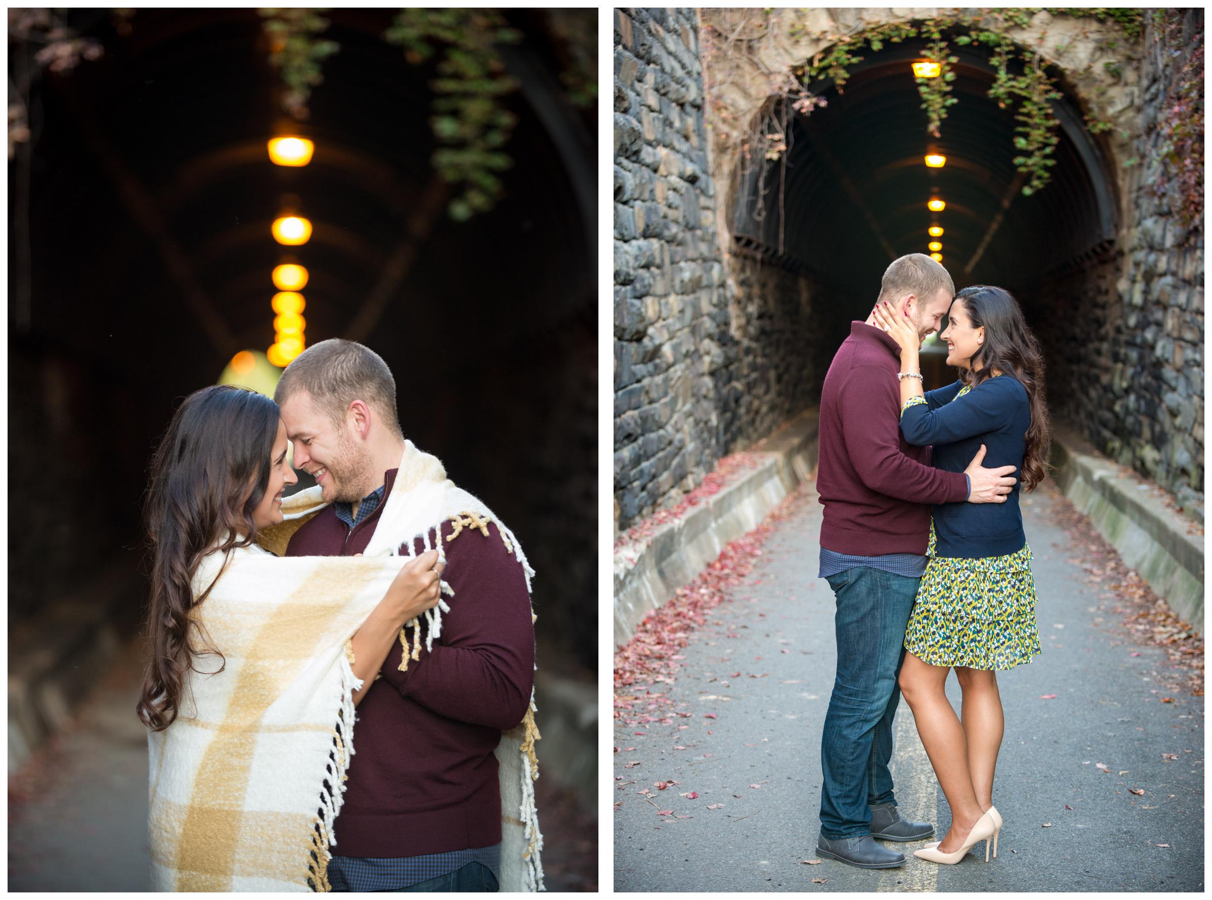 engagement session at Wilkes Street pedestrian tunnel in Old Town Alexandria, Virginia