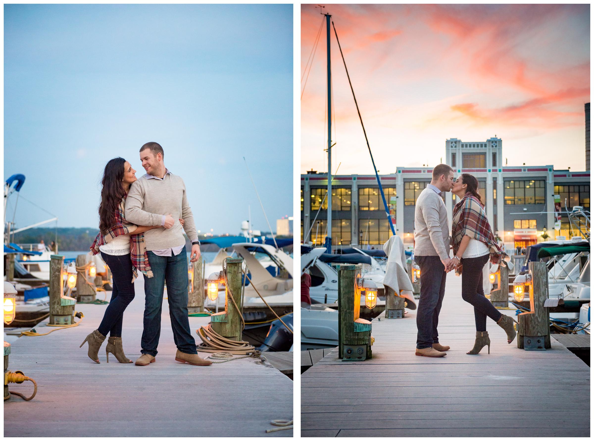 engagement photos on riverfront near the Old Torpedo Factory in Alexandria, Virginia