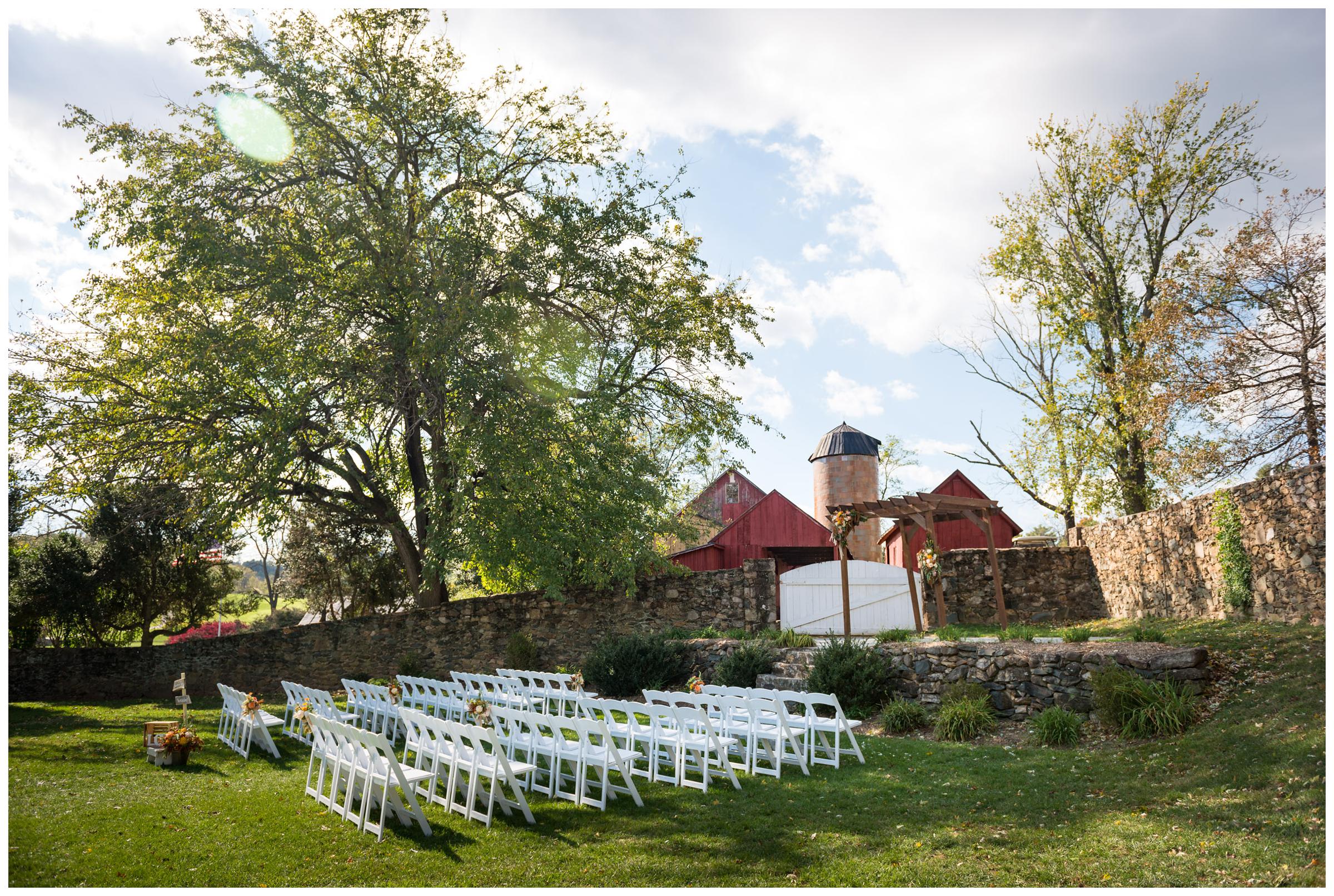 Rustic wedding ceremony at Stoneleigh Golf Club in Round Hill, Virginia. 