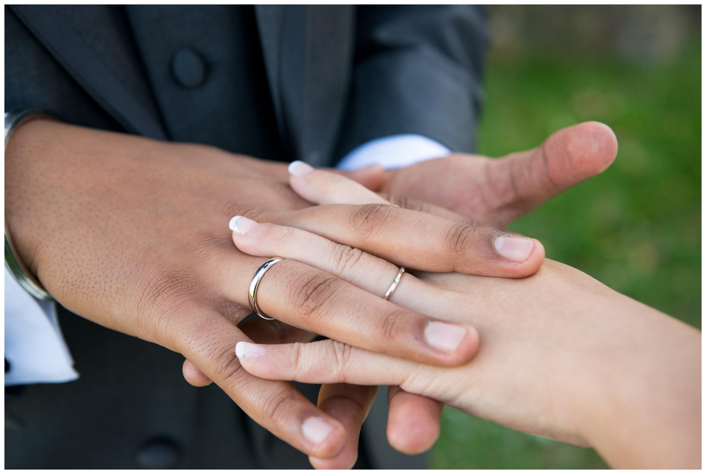 Bride and groom's wedding bands