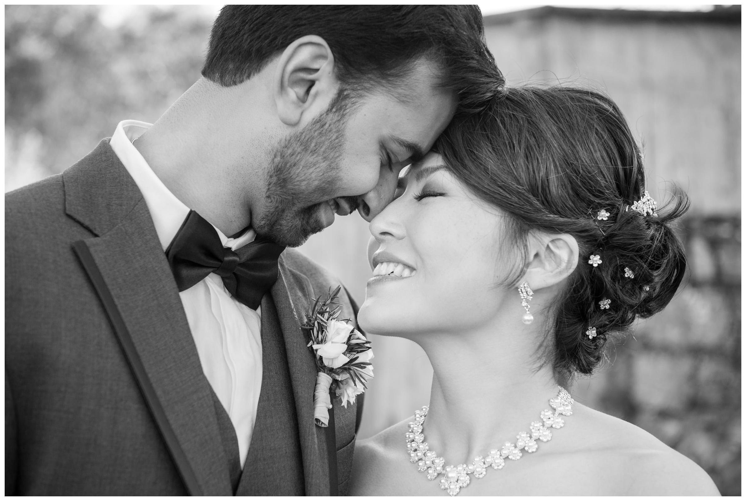 Portrait of bride and groom after wedding at Stoneleigh Golf Club