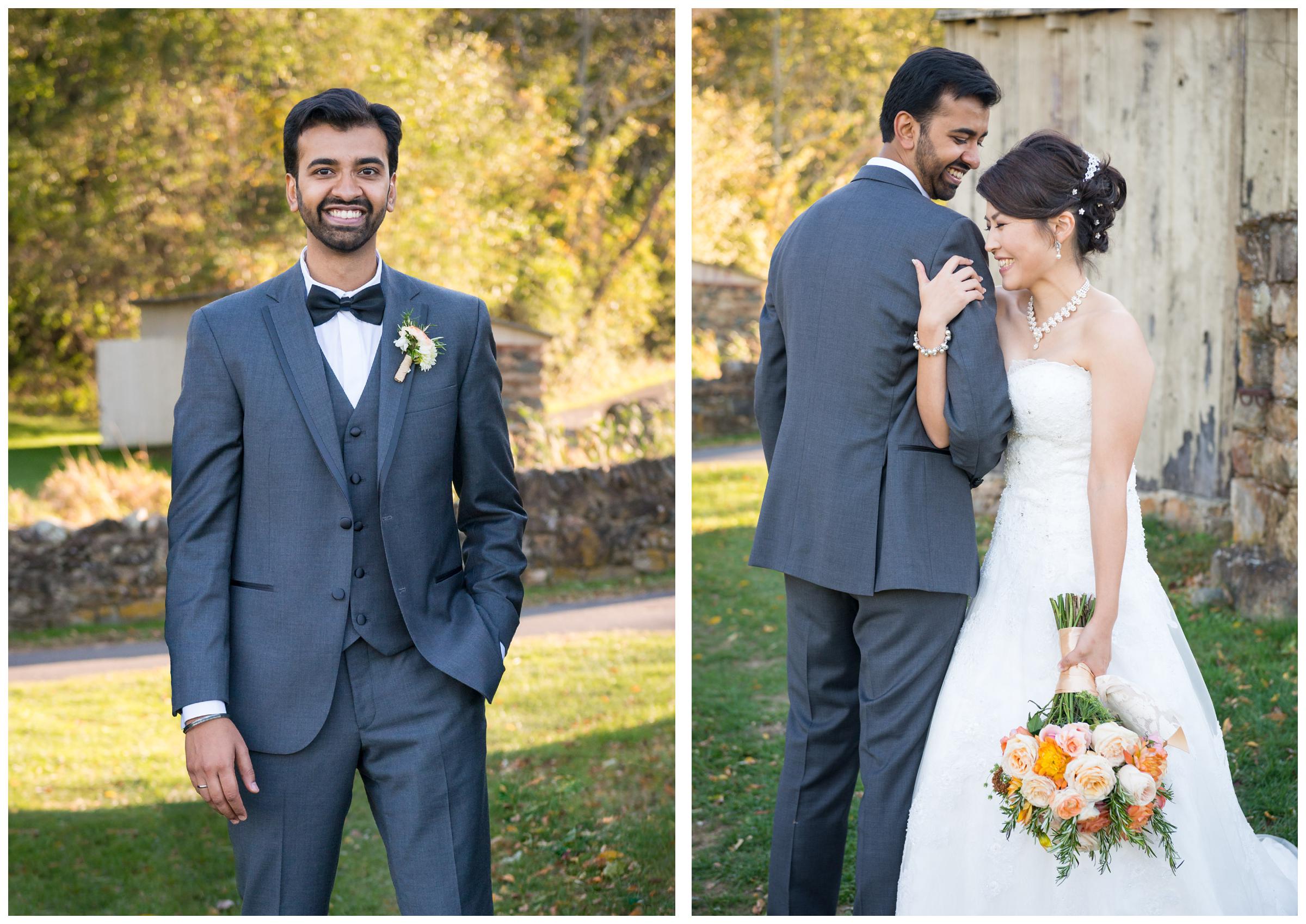 Portrait of bride and groom after wedding at Stoneleigh Golf Club